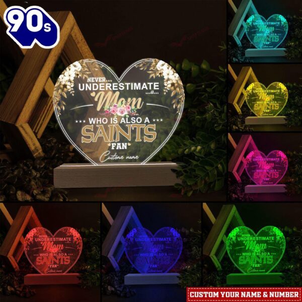 New Orleans Saints NFL Personalized 3D Led Light Gift For Mom  – Christmas Night Light