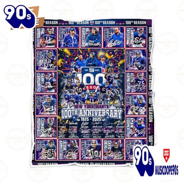 New York Giants 100th Anniversary 1925 – 2025 Fleece Blanket