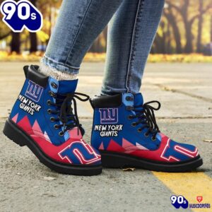 New York Giants All Season Boots Casual Shoes Vegan Leather Custom Boot Shoes