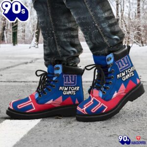 New York Giants All Season Boots Casual Shoes Vegan Leather Custom Boot Shoes