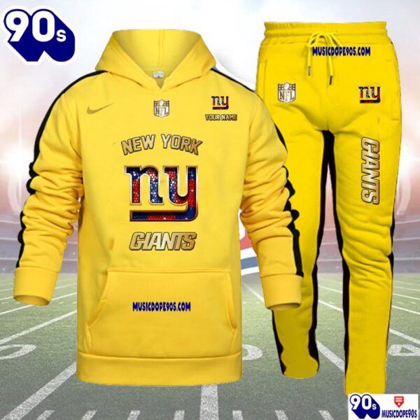 New York Giants NFL 32 Teams Personlized Golden Logo Hoodie Set