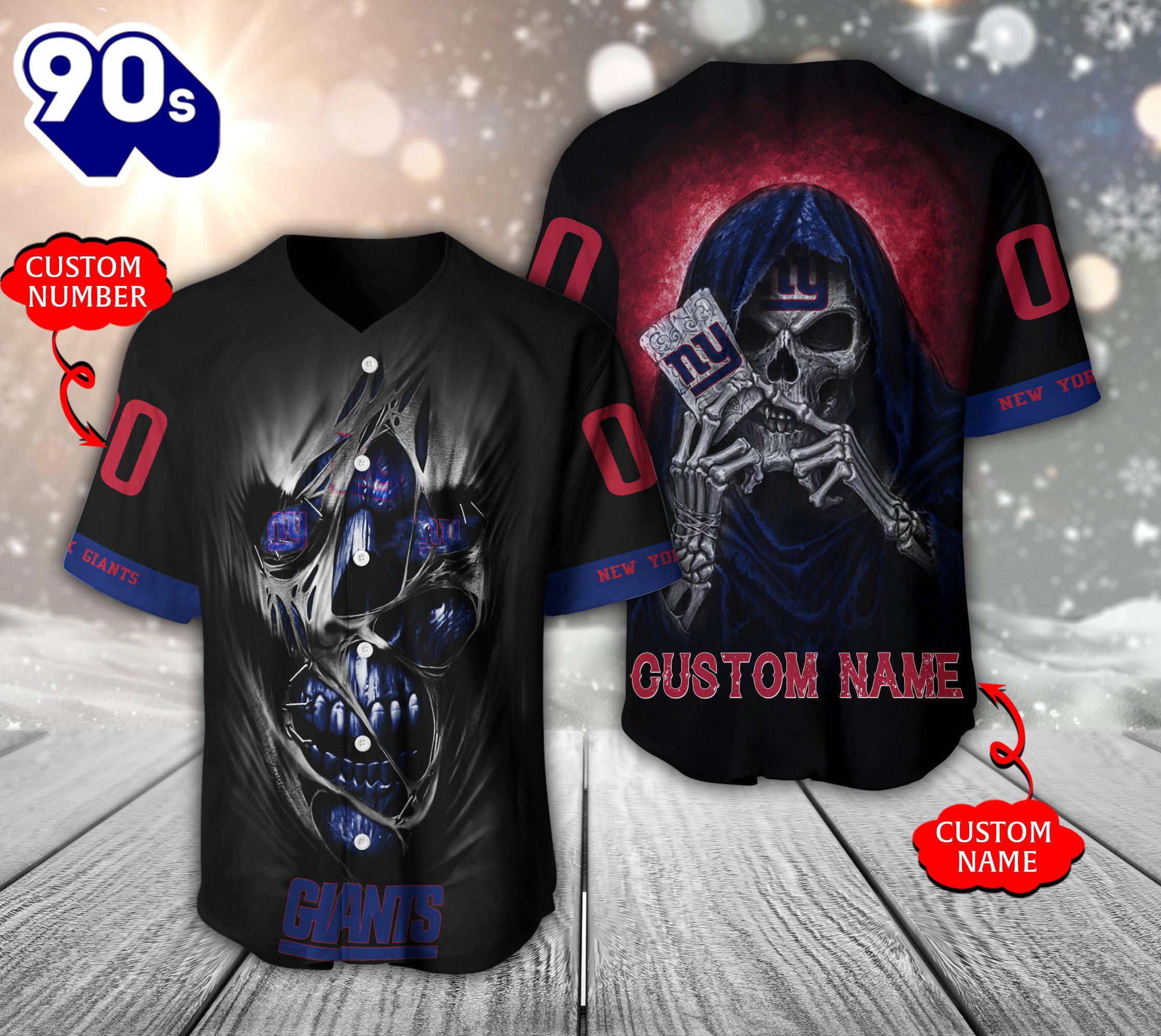 New York Giants NFL 3D Personalized Baseball Jersey Shirt For Fans New York Giants NFL 3D Personalized Baseball Jersey Shirt For Fans