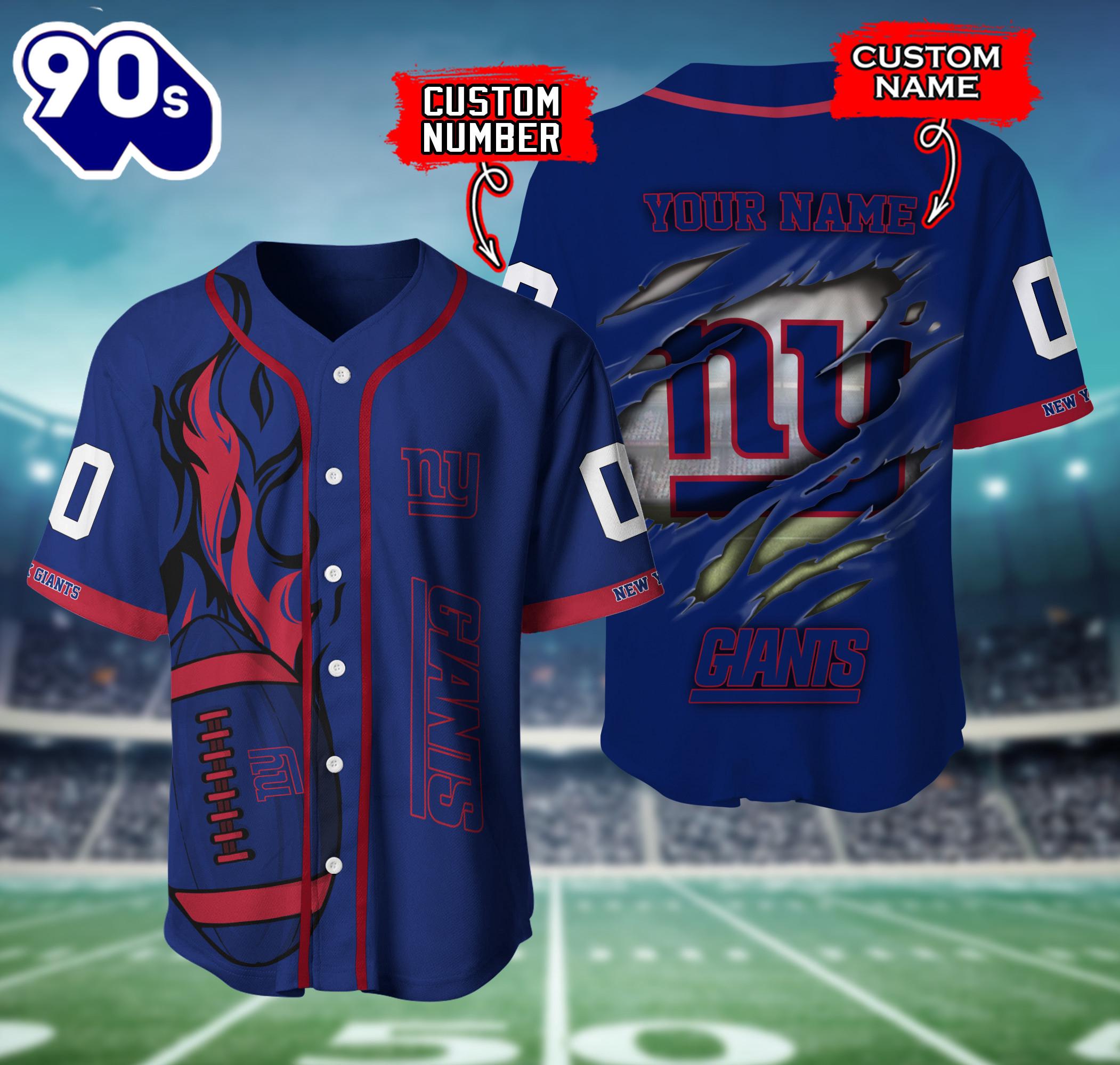 New York Giants NFL 3D Personalized Baseball Shirt For Fans New York Giants NFL 3D Personalized Baseball Shirt For Fans