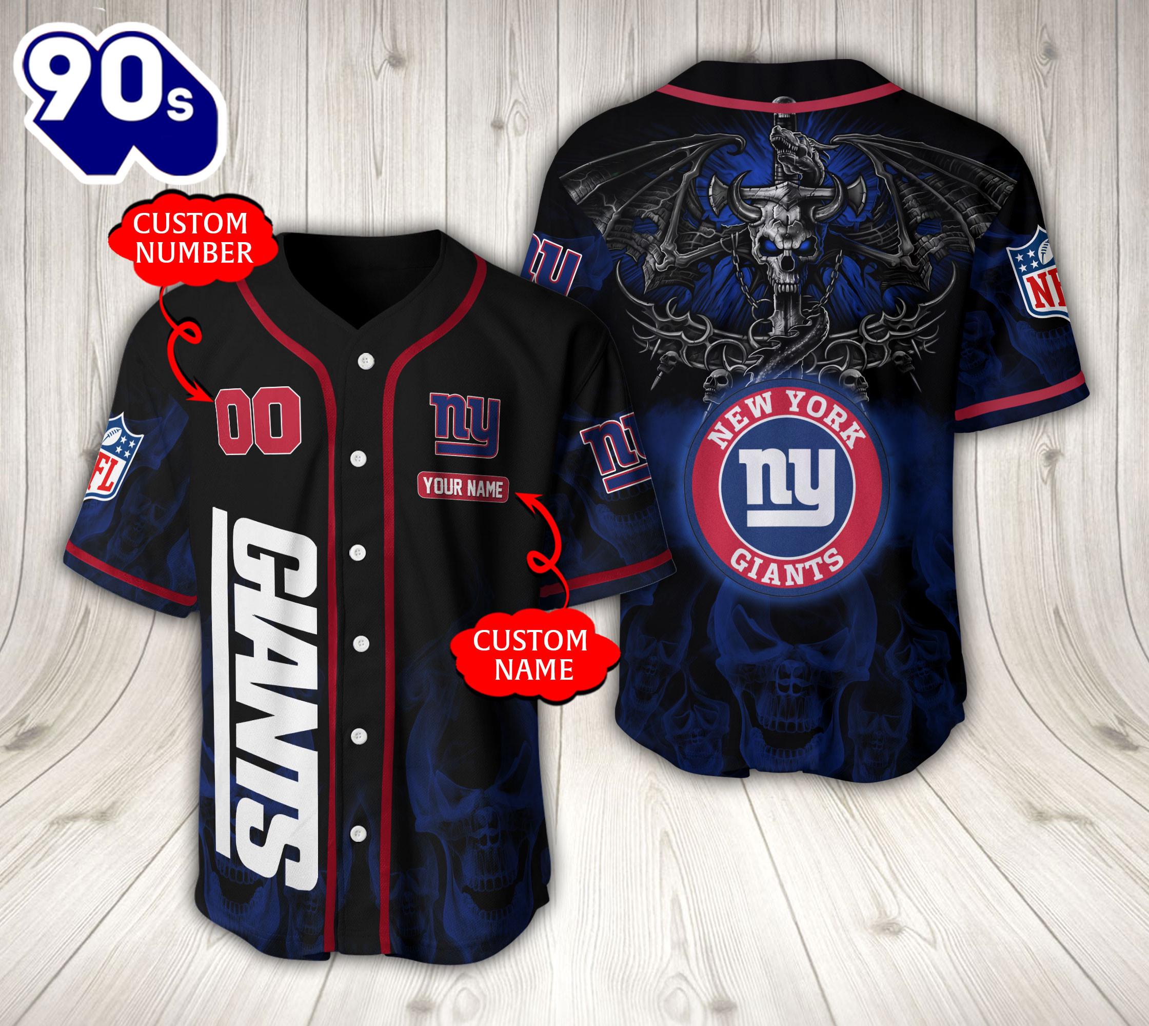 New York Giants NFL Baseball Jersey Custom Name And Number Shirt For Fans New York Giants NFL Baseball Jersey Custom Name And Number Shirt For Fans