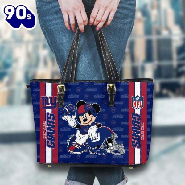 New York Giants NFL Mickey Women Leather Tote Bag