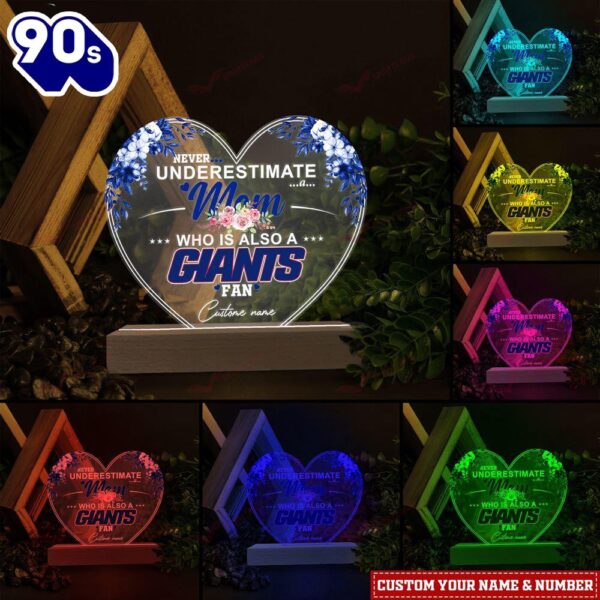 New York Giants NFL Personalized 3D Led Light Gift For Mom  – Christmas Night Light