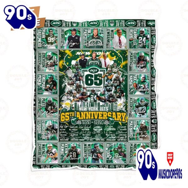 New York Jets 65th Anniversary 1959 – 2024 Fleece Blanket