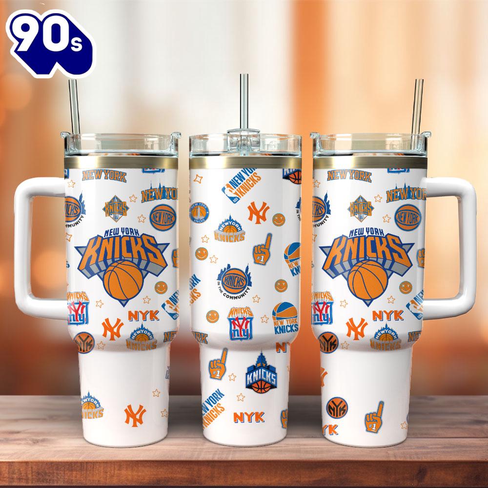 New York Knicks Basketball NBA Sport Custom Stanley Quencher 40oz Stainless Steel Tumbler With Handle New York Knicks Basketball NBA Sport Custom Stanley Quencher 40oz Stainless Steel Tumbler With Handle