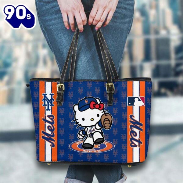 New York Mets Mlb Kitty Women Leather Tote Bag