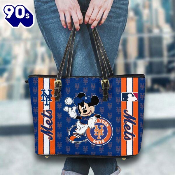 New York Mets Mlb Mickey Women Leather Tote Bag