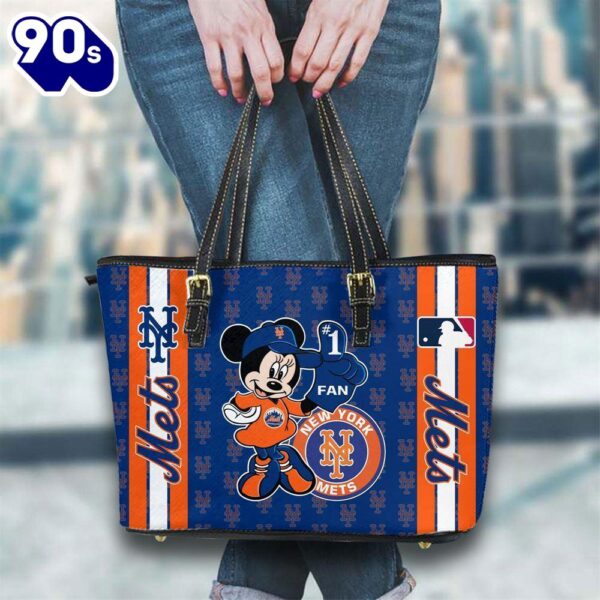 New York Mets Mlb Minnie Women Leather Tote Bag