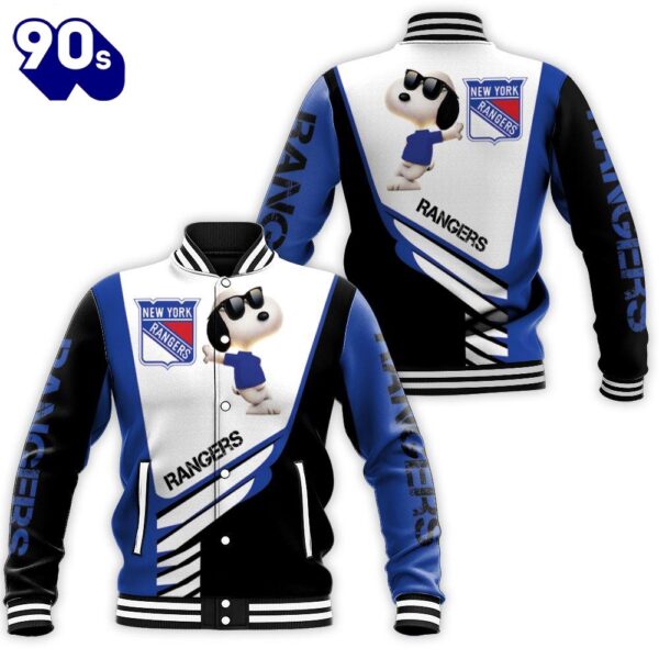 New York Rangers Snoopy For Fans Baseball Jacket