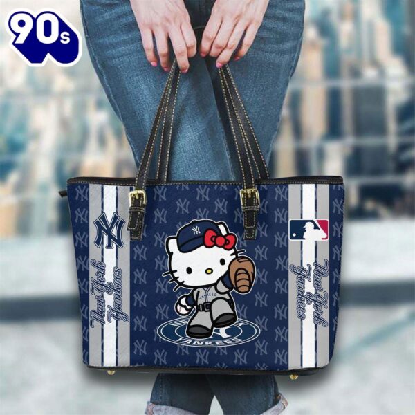 New York Yankees Mlb Kitty Women Leather Tote Bag