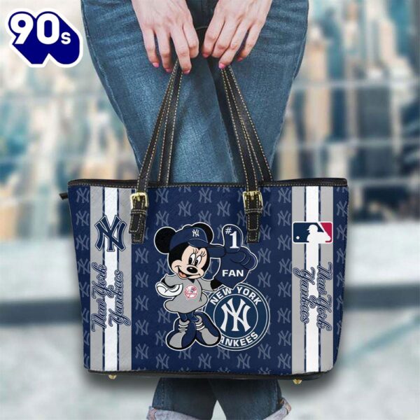 New York Yankees Mlb Minnie Women Leather Tote Bag