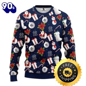 New York Yankees Santa Claus Snowman Ugly Christmas Sweater, New York Yankees Ugly Sweater, MLB Christmas Sweater