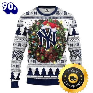 New York Yankees Santa Hat Ugly Christmas Sweater, New York Yankees Ugly Sweater, MLB Christmas Sweater