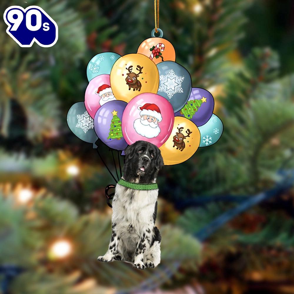 Newfounderland With Balloons Christmas Ornament, Gift For Christmas Newfounderland With Balloons Christmas Ornament, Gift For Christmas