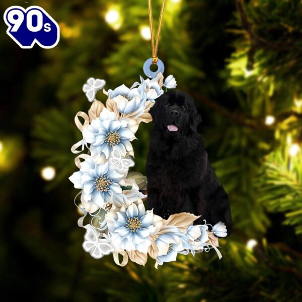 Newfoundland Flowers Moon Ornament, Gift For Christmas