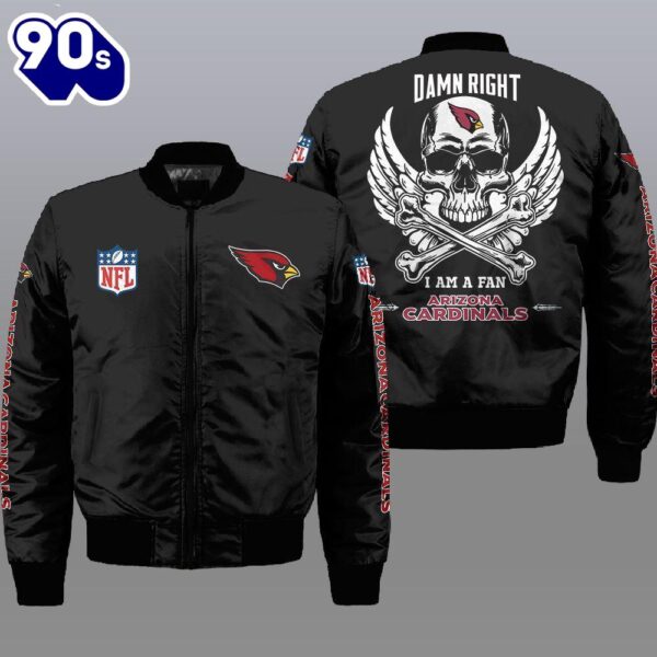 Nfl Arizona Cardinals Wings Skull 3D Bomber Jacket  Gift For Christmas