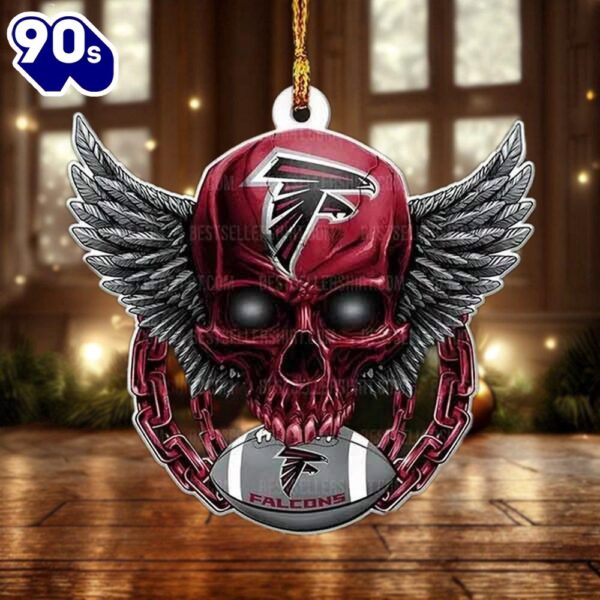NFL Atlanta Falcons Football Skull Christmas Ornament Hanging Decor