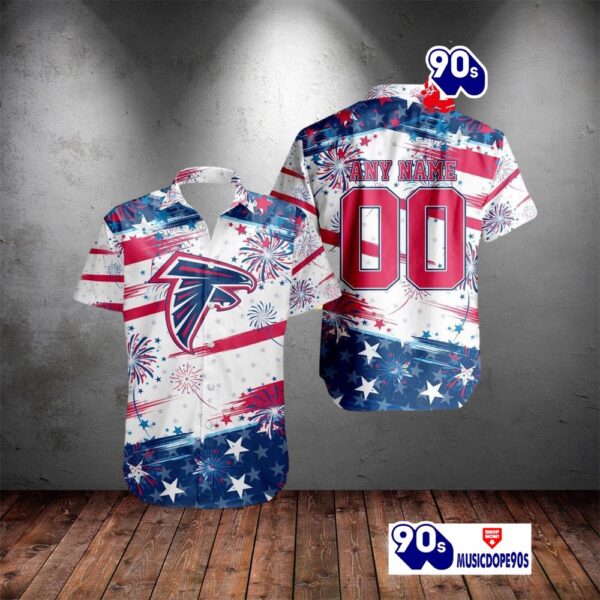 NFL Atlanta Falcons Special Design For Independence Day 4th Of July Personalized Hawaiian Shirt