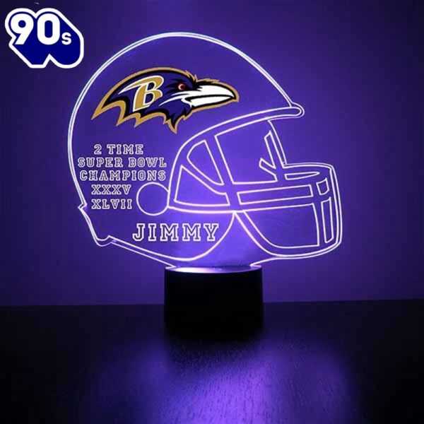 Custom Name  NFL Baltimore Ravens Football Led Sports Fan Lamp