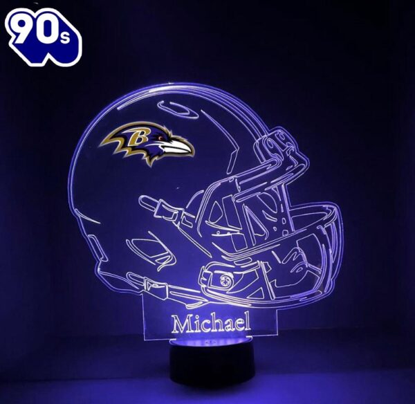 Custom Name  NFL Baltimore Ravens Light Up Modern Helmet Nfl Football Led Sports Fan Lamp