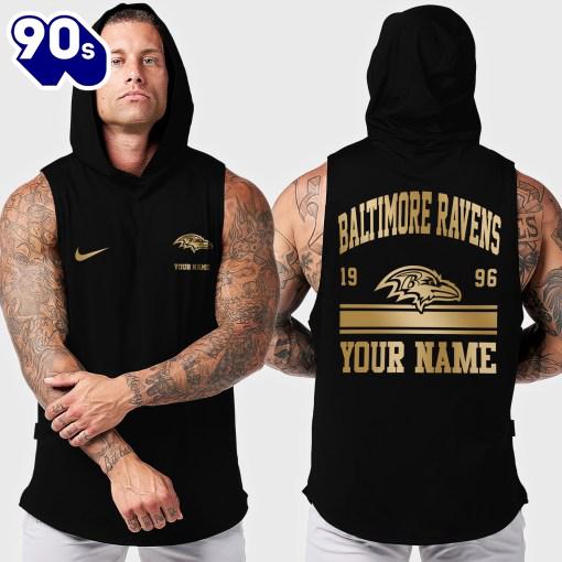 NFL Baltimore Ravens Men Workout Hooded Tank Top NFL Baltimore Ravens Men Workout Hooded Tank Top