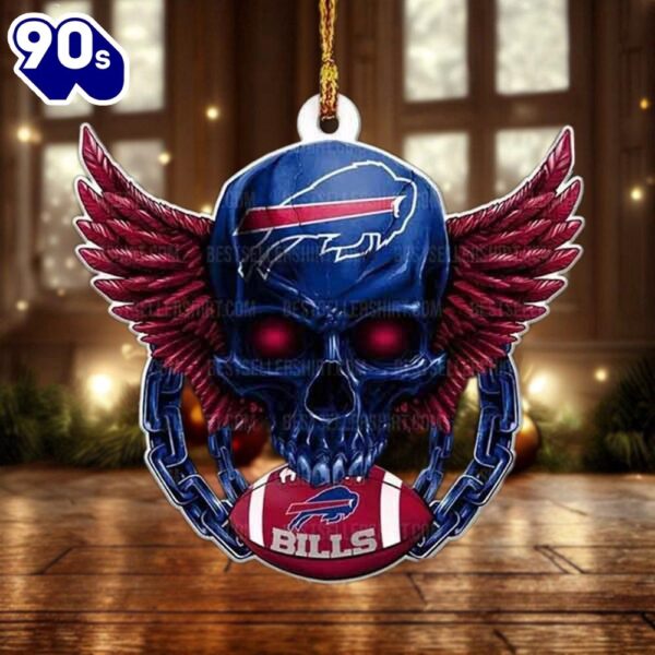 NFL Buffalo Bills Football Skull Christmas Ornament Hanging Decor