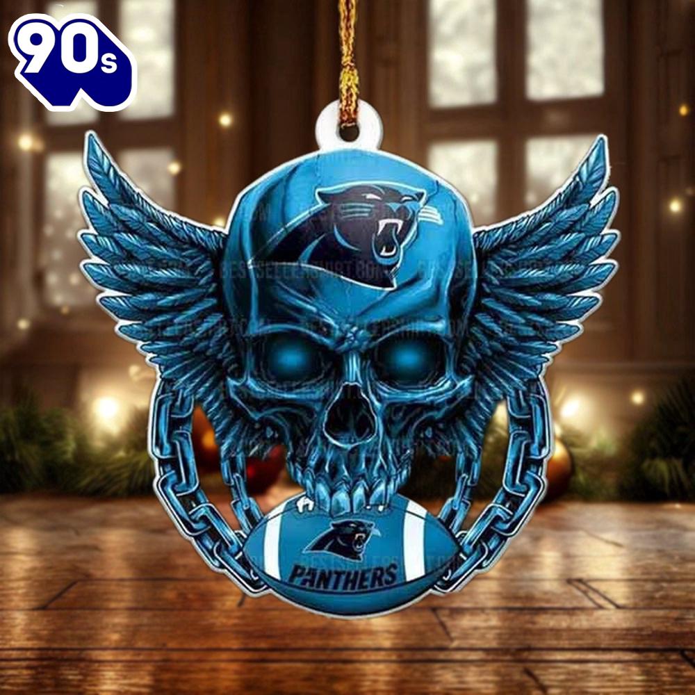 NFL Carolina Panthers Football Skull Christmas Ornament Hanging Decor NFL Carolina Panthers Football Skull Christmas Ornament Hanging Decor