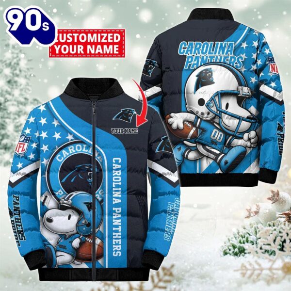 NFL Carolina Panthers Snoopy Puffer Jacket Custom