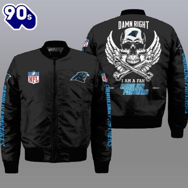 Nfl Carolina Panthers Wings Skull 3D Bomber Jacket  Gift For Christmas