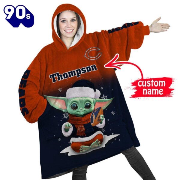 NFL Chicago Bears Baby Yoda Custom Huggle Hoodie