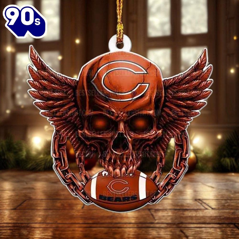 NFL Chicago Bears Football Skull Christmas Ornament Hanging Decor NFL Chicago Bears Football Skull Christmas Ornament Hanging Decor