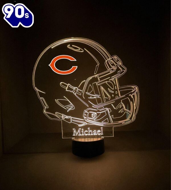 Custom Name  NFL Chicago Bears Light Up Modern Helmet  Nfl Football Led Sports Fan Lamp