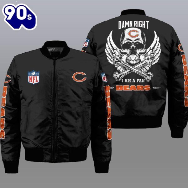 Nfl Chicago Bears Wings Skull 3D Bomber Jacket  Gift For Christmas