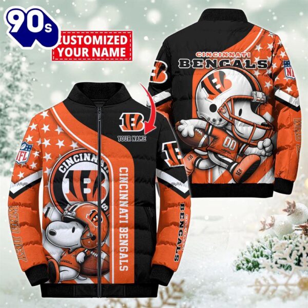 NFL Cincinnati Bengals Snoopy Puffer Jacket Custom