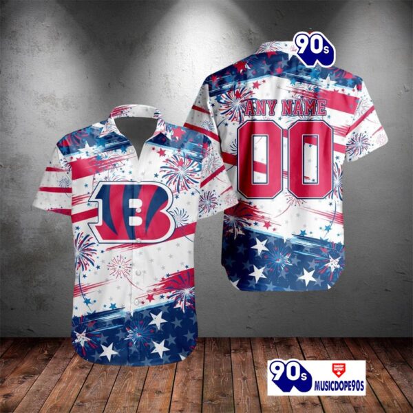 NFL Cincinnati Bengals Special Design For Independence Day 4th Of July Personalized Hawaiian Shirt