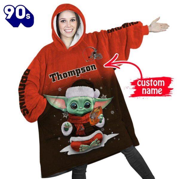 NFL Cleveland Browns Baby Yoda Custom Huggle Hoodie