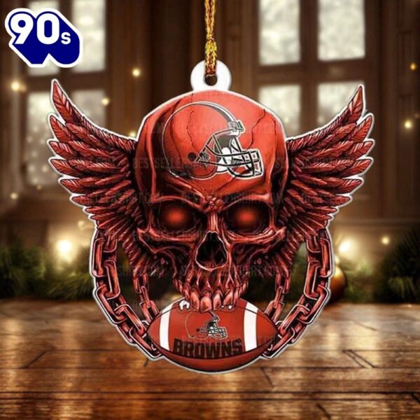 NFL Cleveland Browns Football Skull Christmas Ornament Hanging Decor