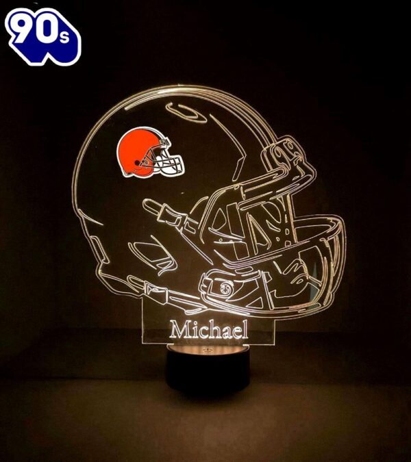 Custom Name  NFL Cleveland Browns Light Up Modern Helmetnfl Football Led Sports Fan Lamp