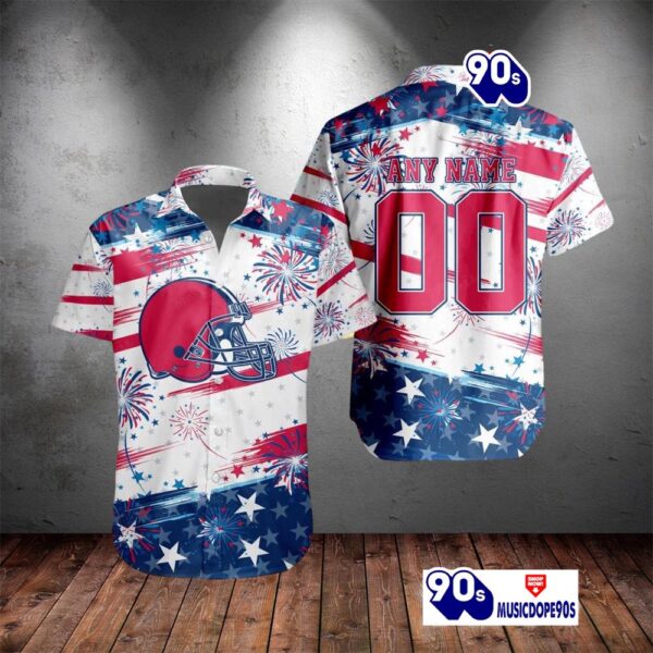 NFL Cleveland Browns Special Design For Independence Day 4th Of July Personalized Hawaiian Shirt