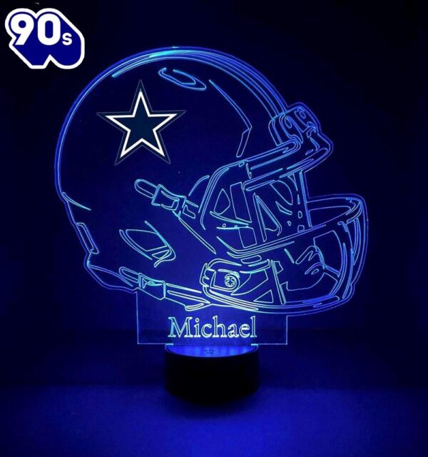 Custom Name  NFL Cowboys Modern Helmet Light Up Nfl Football Led Sports Fan Lamp