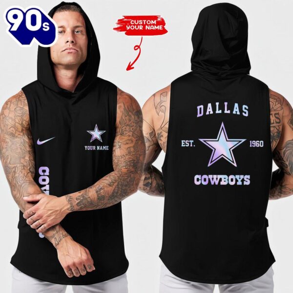 NFL Custom Dallas Cowboys Men Workout Hooded Tank Top