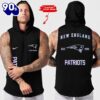 NFL Custom New England Patriots Men Workout Hooded Tank Top