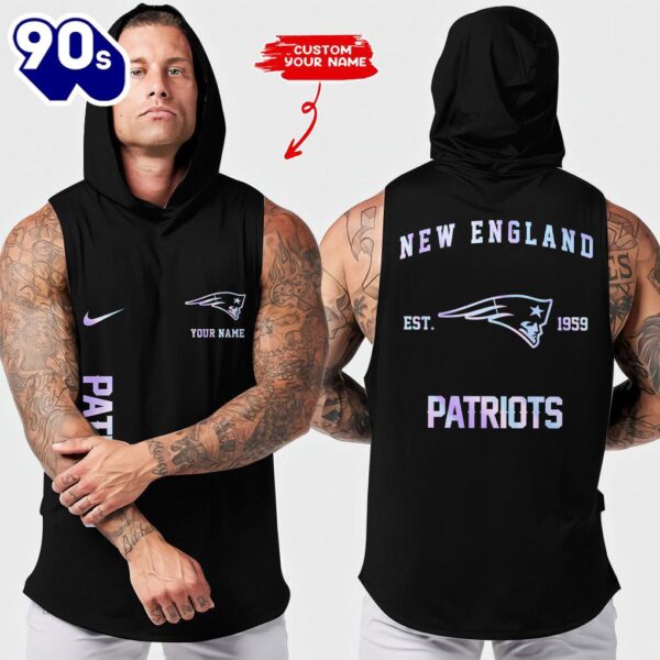 NFL Custom New England Patriots Men Workout Hooded Tank Top