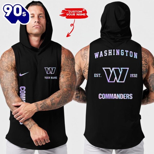 NFL Custom Washington Commanders Men Workout Hooded Tank Top