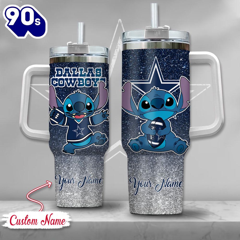 NFL Dallas Cowboys Stitch Glitter Custom Stanley Quencher 40oz Stainless Steel Tumbler With Handle NFL Dallas Cowboys Stitch Glitter Custom Stanley Quencher 40oz Stainless Steel Tumbler With Handle
