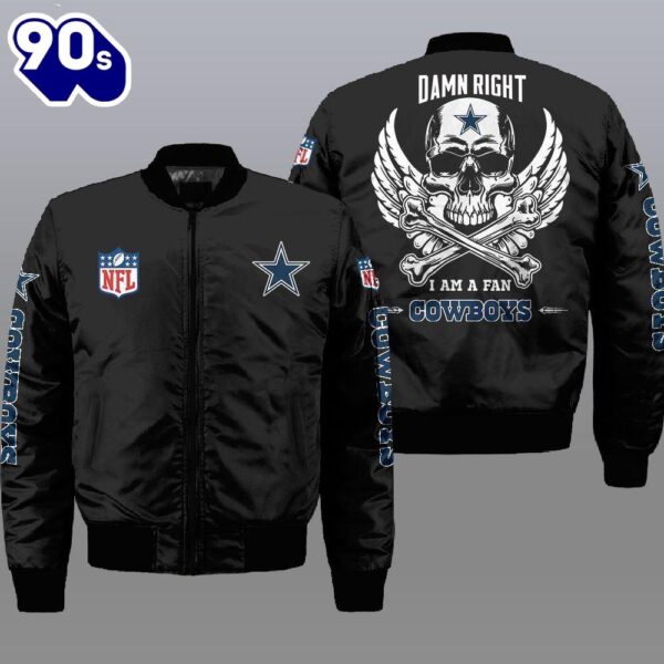 Nfl Dallas Cowboys Wings Skull 3D Bomber Jacket  Gift For Christmas