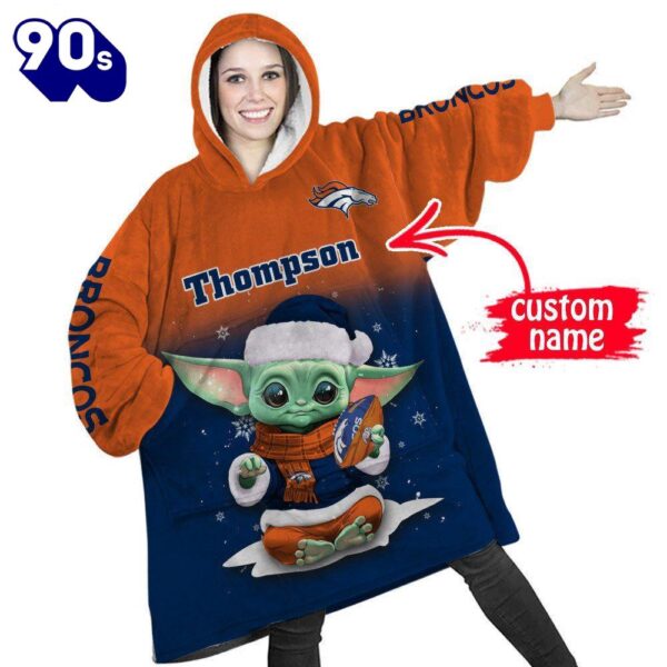 NFL Denver Broncos Baby Yoda Custom Huggle Hoodie